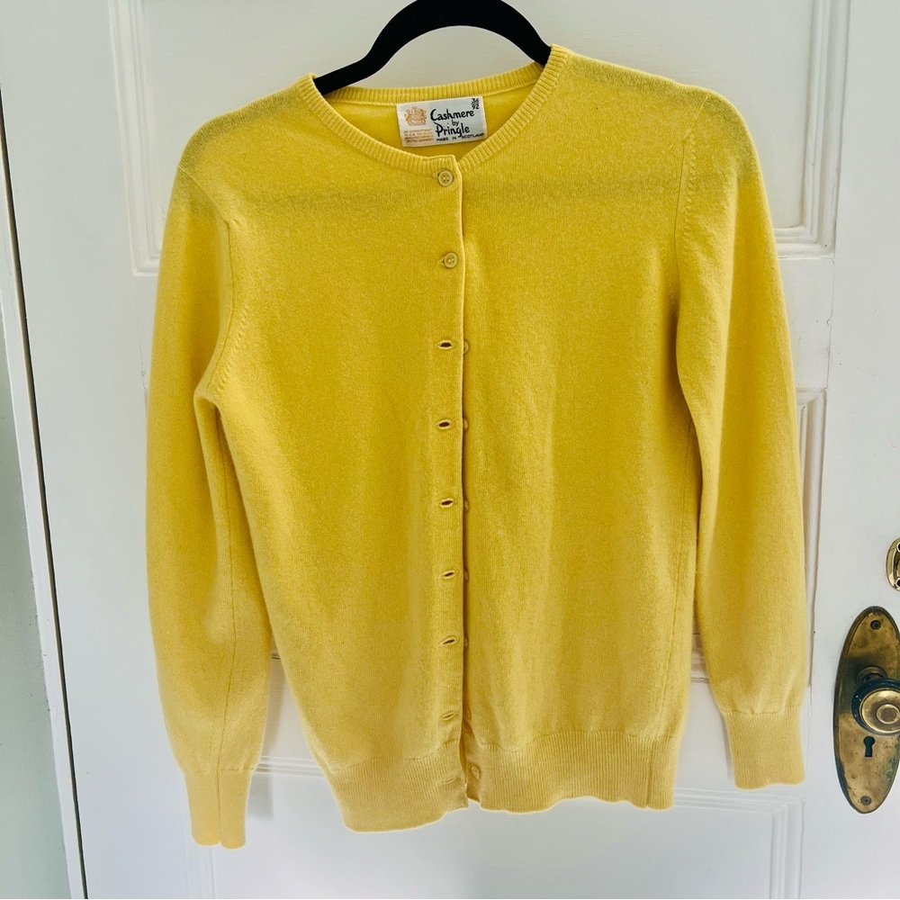 Pringle Yellow Cashmere Cardigan